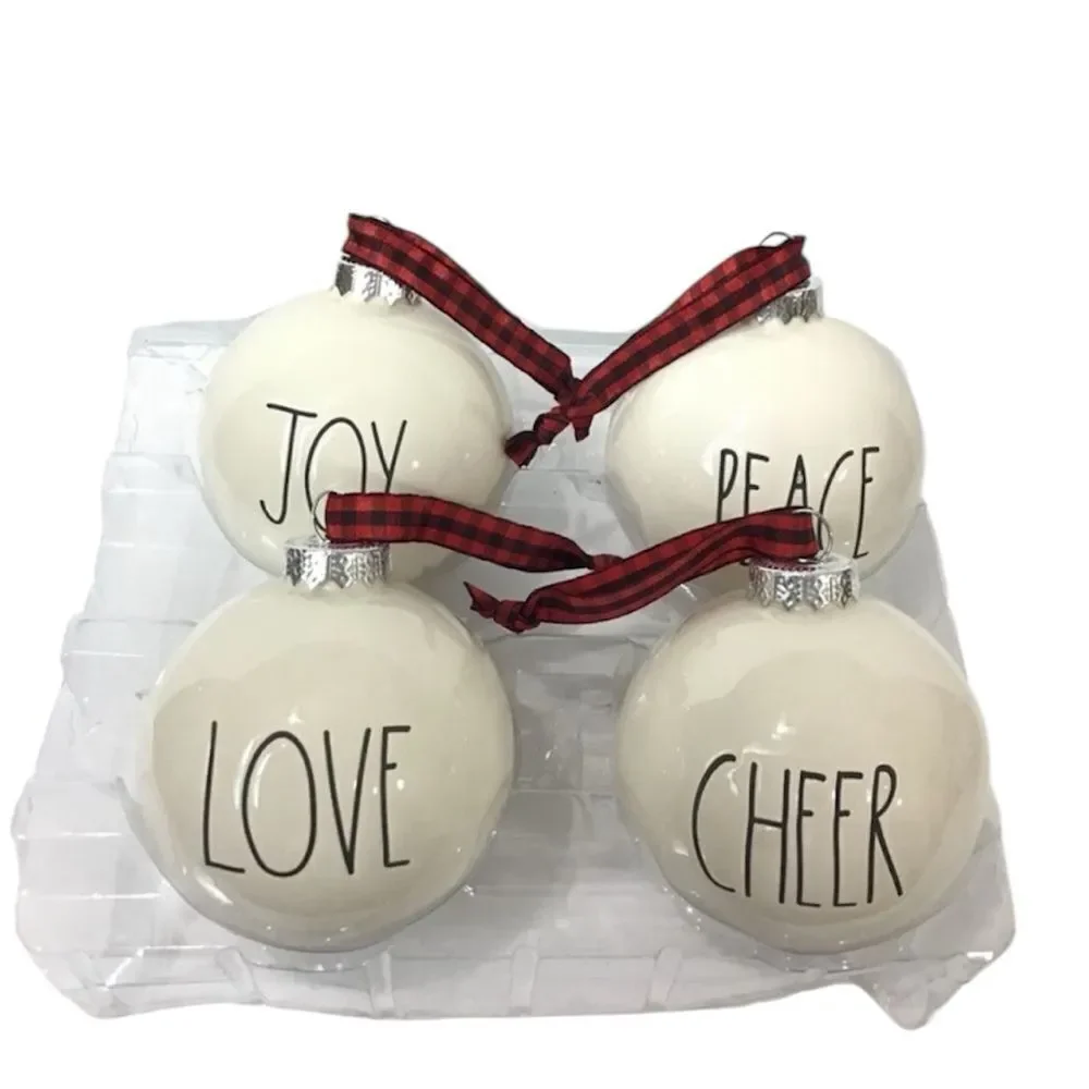 Rae Dunn Festive Ceramic Christmas Tree Ornaments Bundle New In Box